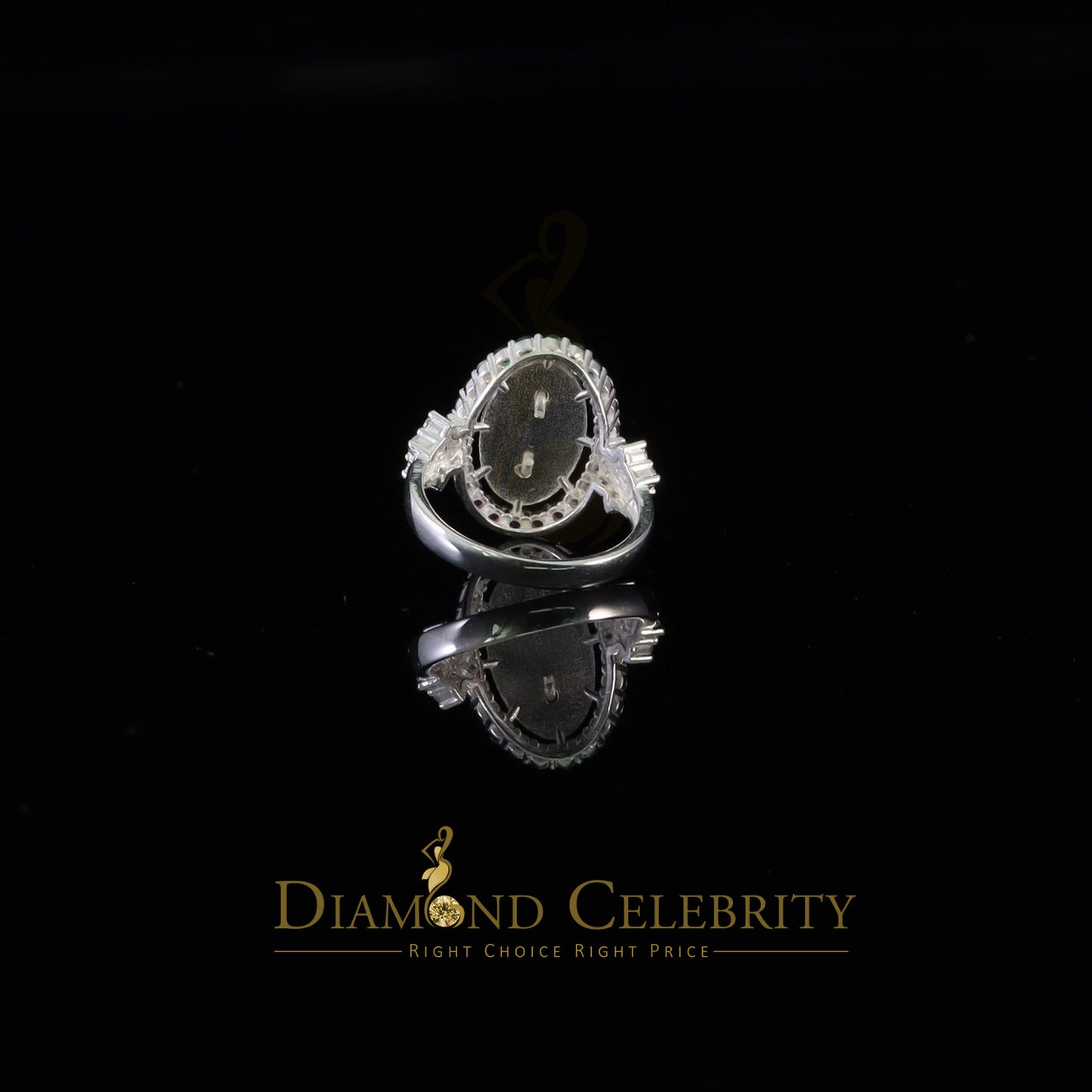DiamondCelebritees White 925 Silver Saint Jude Thaddeus Pink & Green stone Women Religious Ring SZ7