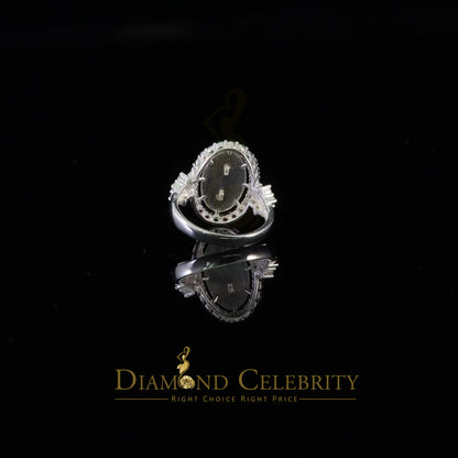DiamondCelebritees White 925 Silver Saint Jude Thaddeus Pink & Green stone Women Religious Ring SZ7