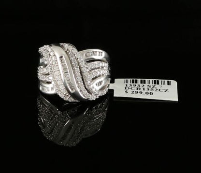 DiamondCelebritees 925 Sterling Silver 3.10ct White Cubic Zirconia Cocktail Womens Ring Size 7