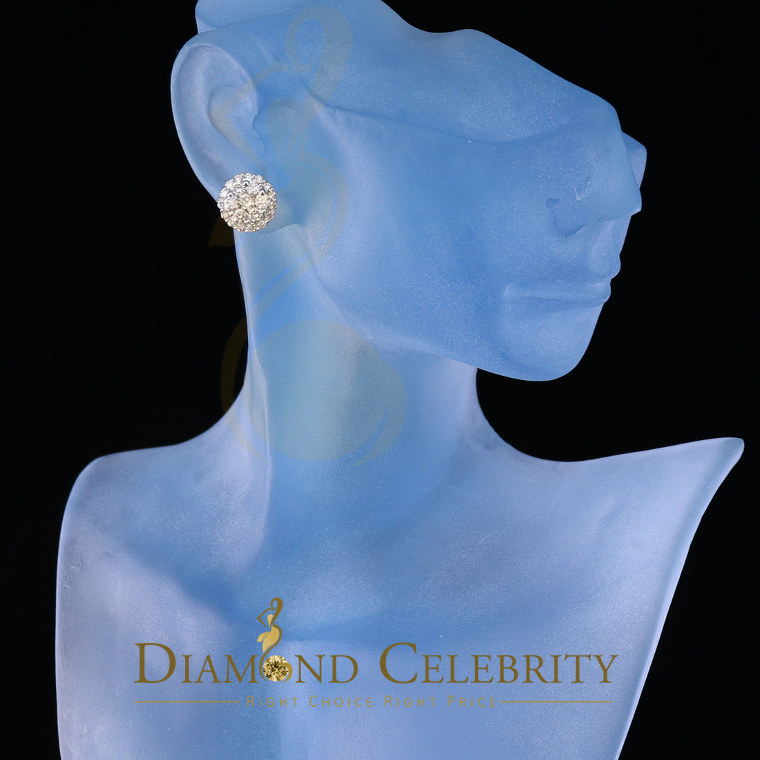 DiamondCelebritees 10K Real Yellow Gold w/Real 1.66 CT Diamond Men's/Women's Stud Earring
