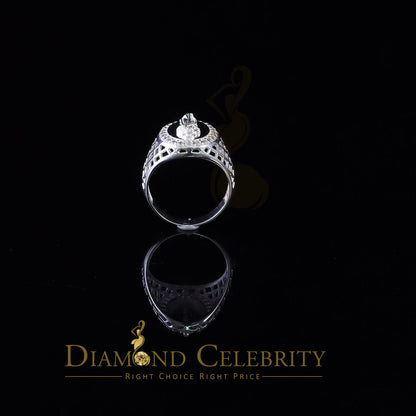 DiamondCelebritees White Oval Shape CZ 925 Sterling Silver St Jude Fancy Women's Religious Ring SZ 6.5