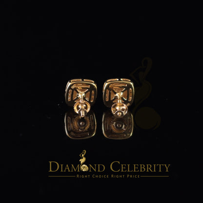 DiamondCelebritees 1.00ct Moissanite Yellow 925Silver Womens Round Edge Square Shape Nugget Earring