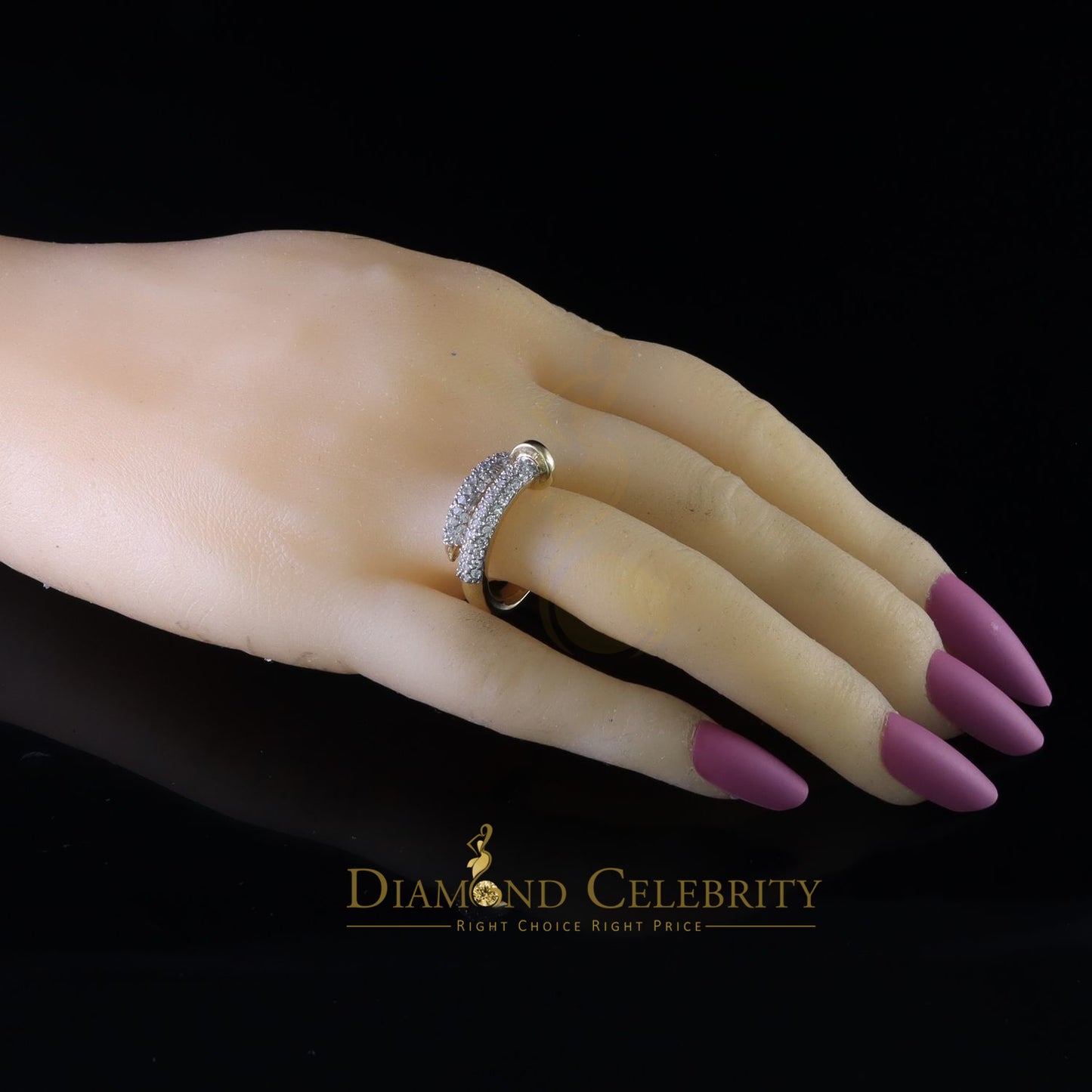 DiamondCelebritees 1.00ct Cubic Zirconia Yellow Sterling 925 Silver Women Engagement Rings Size 6