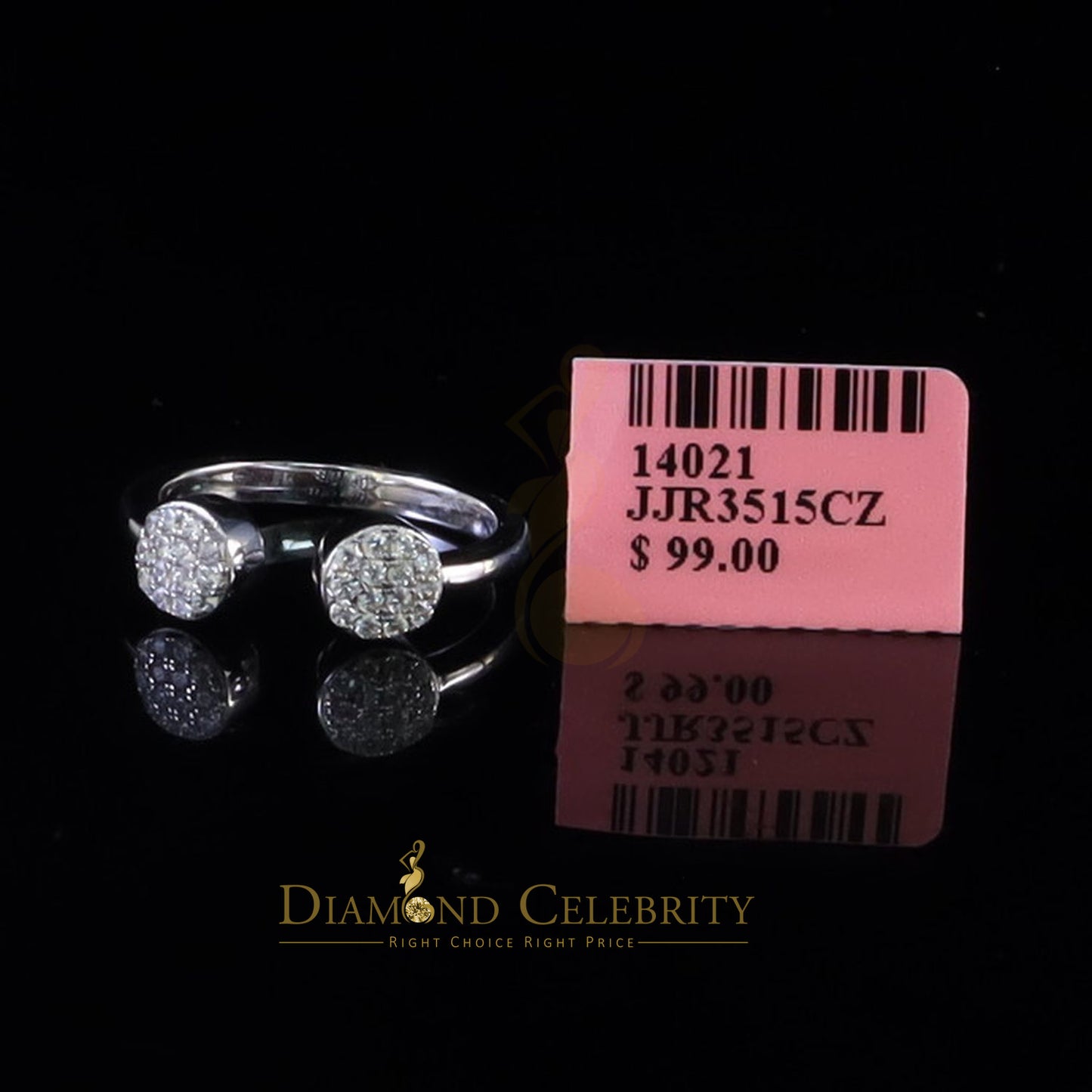 DiamondCelebritees 0.33ct Sterling Silver Shiny White 925 Cubic Zirconia Round Womens Ring Size 6