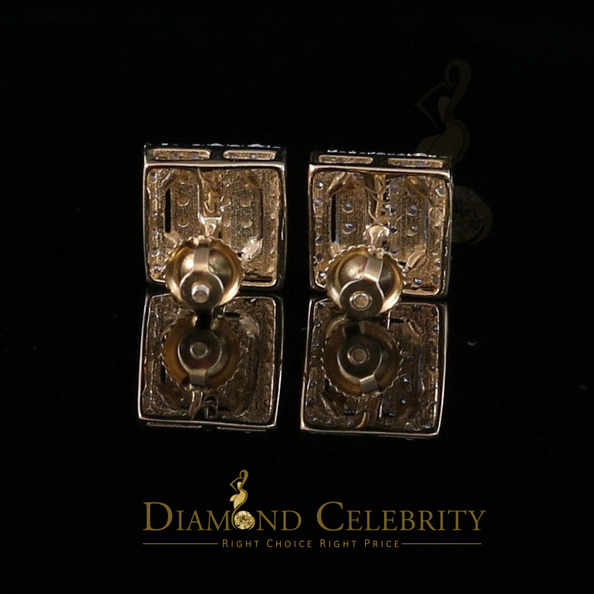 DiamondCelebritees 0.50ct Diamond 925 Sterling Silver Hip Hop Yellow Stud Earring For Men & Women