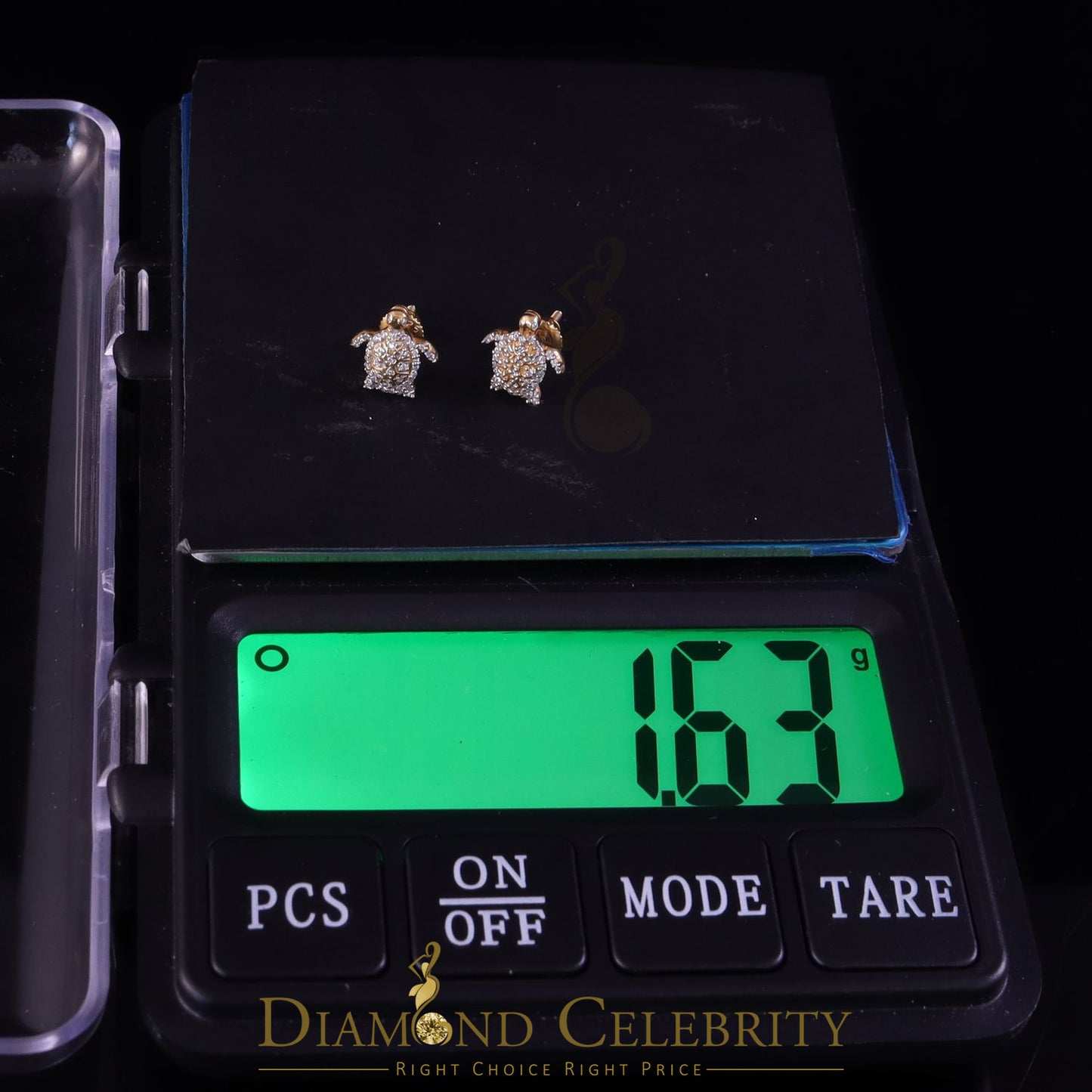 DiamondCelebritees  925 Sterling Yellow Silver 0.50ct Cubic Zirconia Turtle Earring Women & Men's