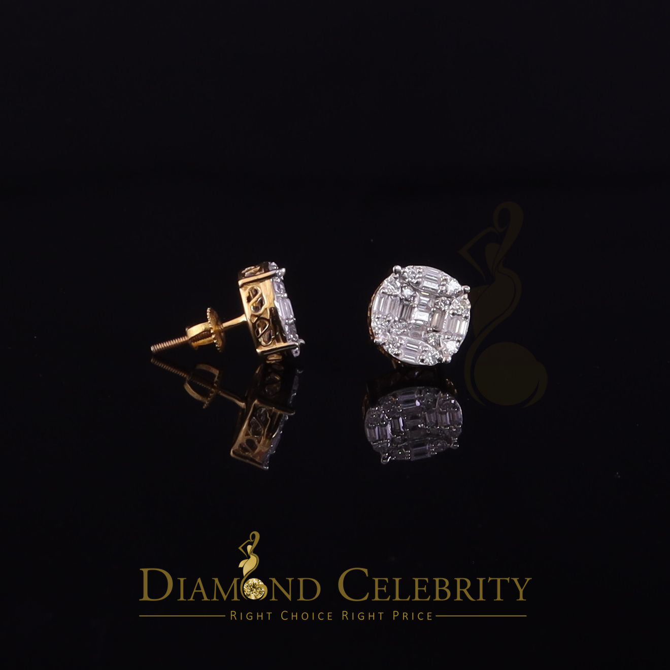 DiamondCelebritees Bugget Earrings 10k Real Yellow Gold 1.50ct Vvs 'D' Color Genuine Moissanite