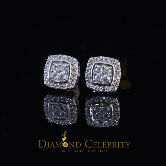DiamondCelebritees  925 White Sterling Silver 0.85 ct Cubic Zirconia Women's Hip Hop Square Earrings