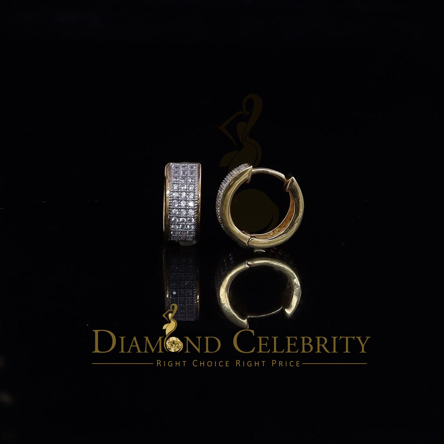 DiamondCelebritees  Hip Hop Yellow 925 Silver 0.66ct Cubic Zirconia Women's & Men's Hoop Earrings