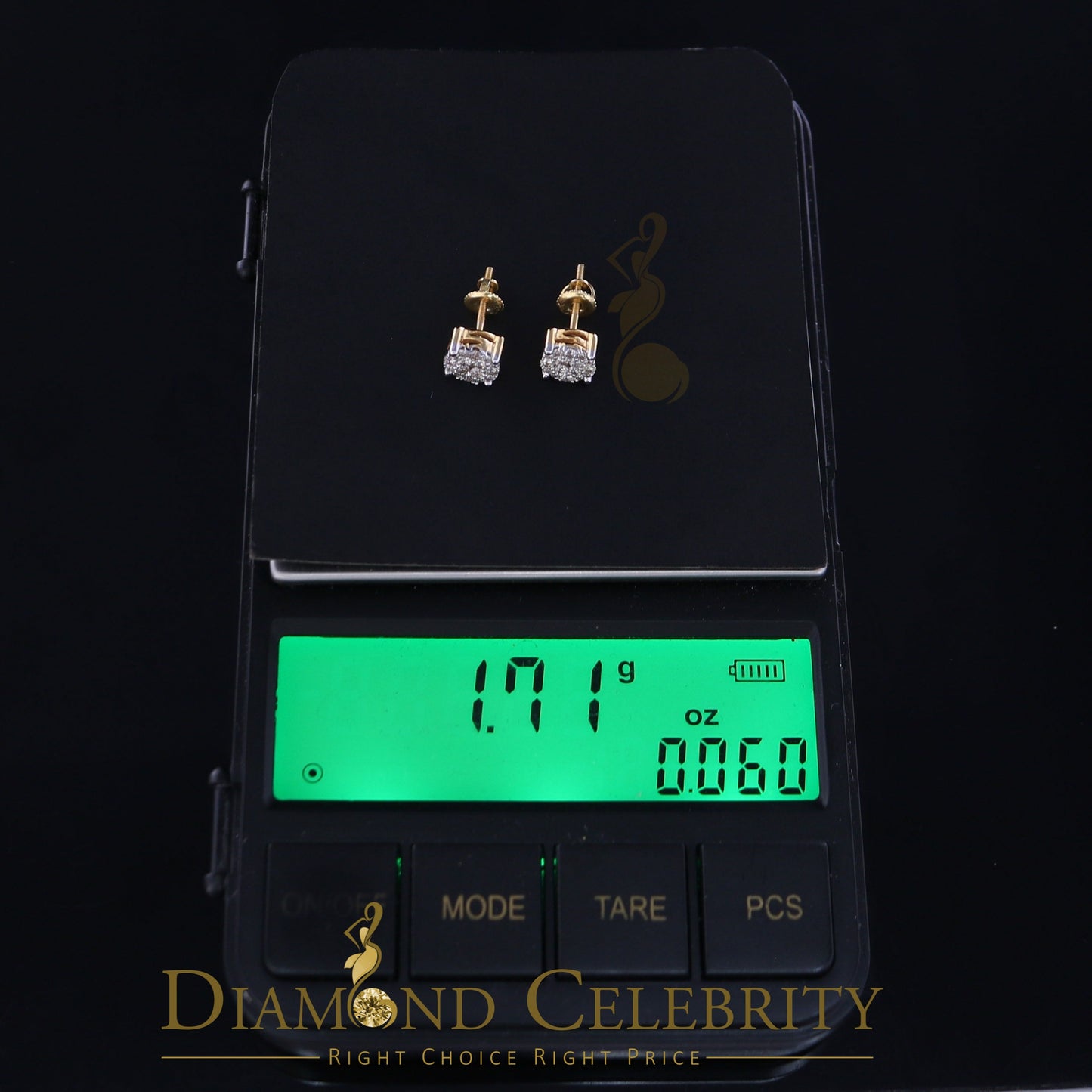 DiamondCelebritees 0.50CT Real Diamond 10K Real Yellow Gold Men's/Women's Stud Round Earring