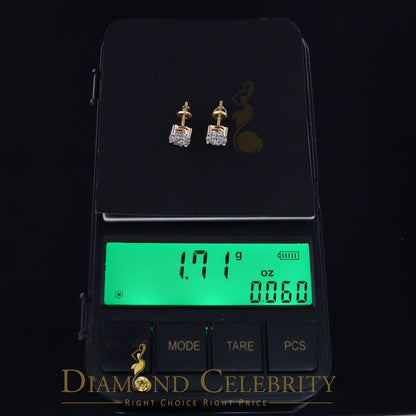 DiamondCelebritees 0.50CT Real Diamond 10K Real Yellow Gold Men's/Women's Stud Round Earring
