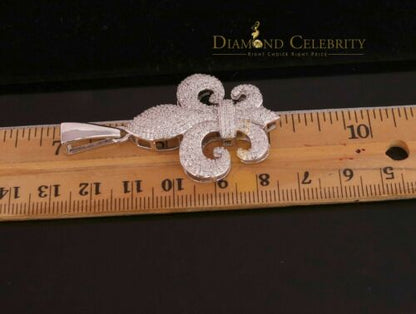 DiamondCelebritees White 925 Sterling Silver Fleur De Lis Shape Pendant with 4.59ct Cubic Zirconia