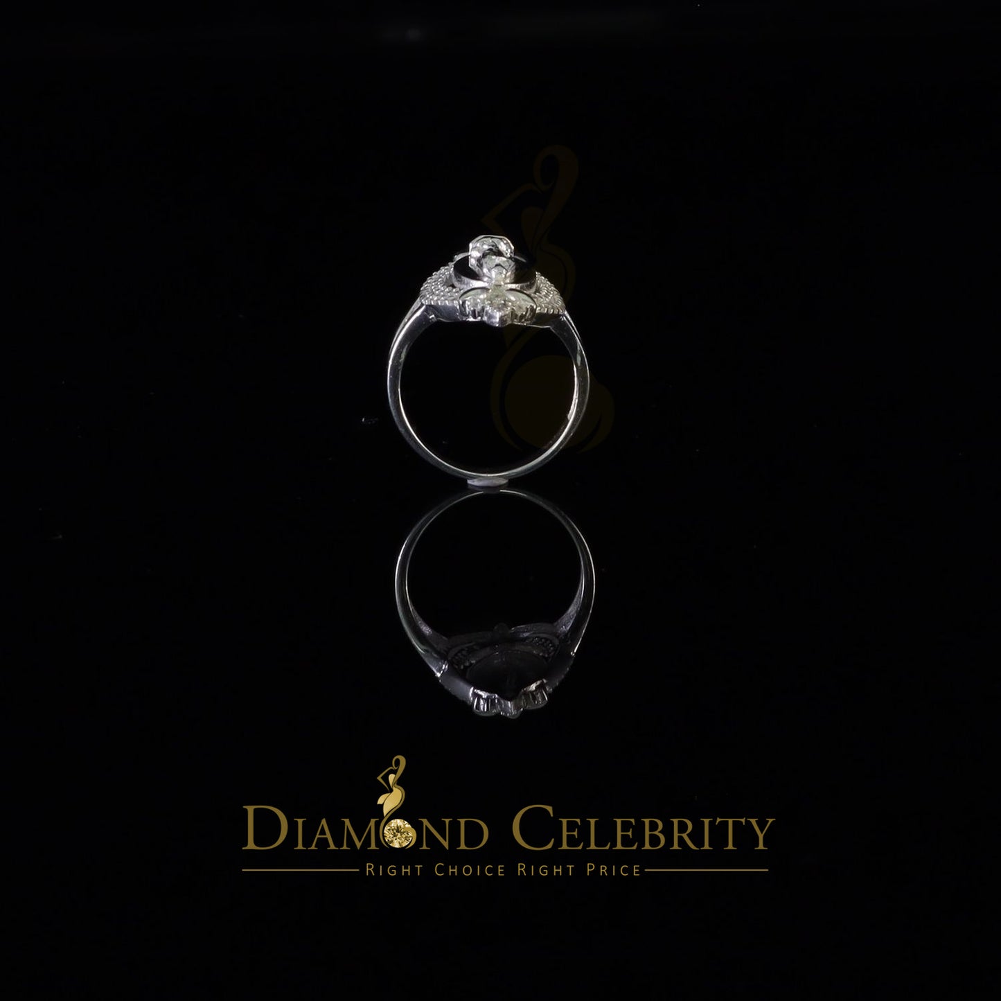 DiamondCelebritees 925 Silver White CZ Stone Blessed Virgin Mary Miraculous Medal Women Ring SZ 8