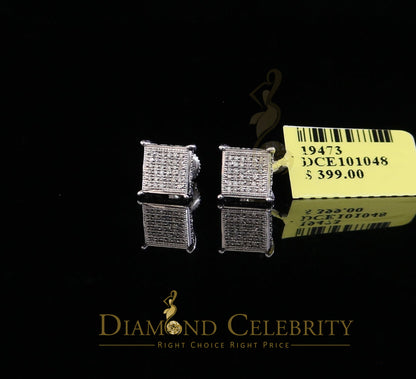 DiamondCelebritees 0.20ct Diamond Collection White 925 Sterling Silver Women & Men Square Earrings