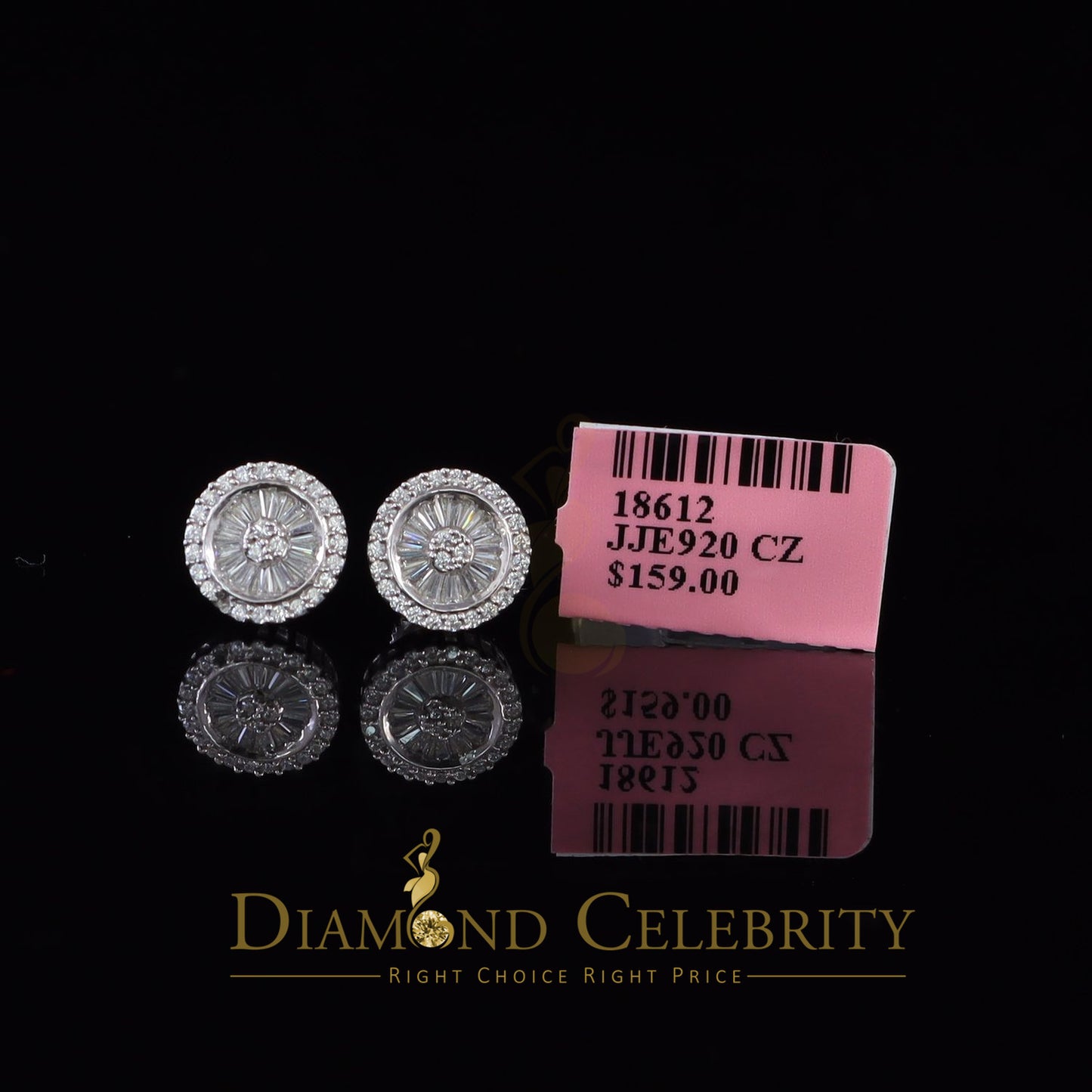 DiamondCelebritees  0.52ct Cubic Zirconia 925 White Sterling Silver Women's Hip Hop Round Earrings