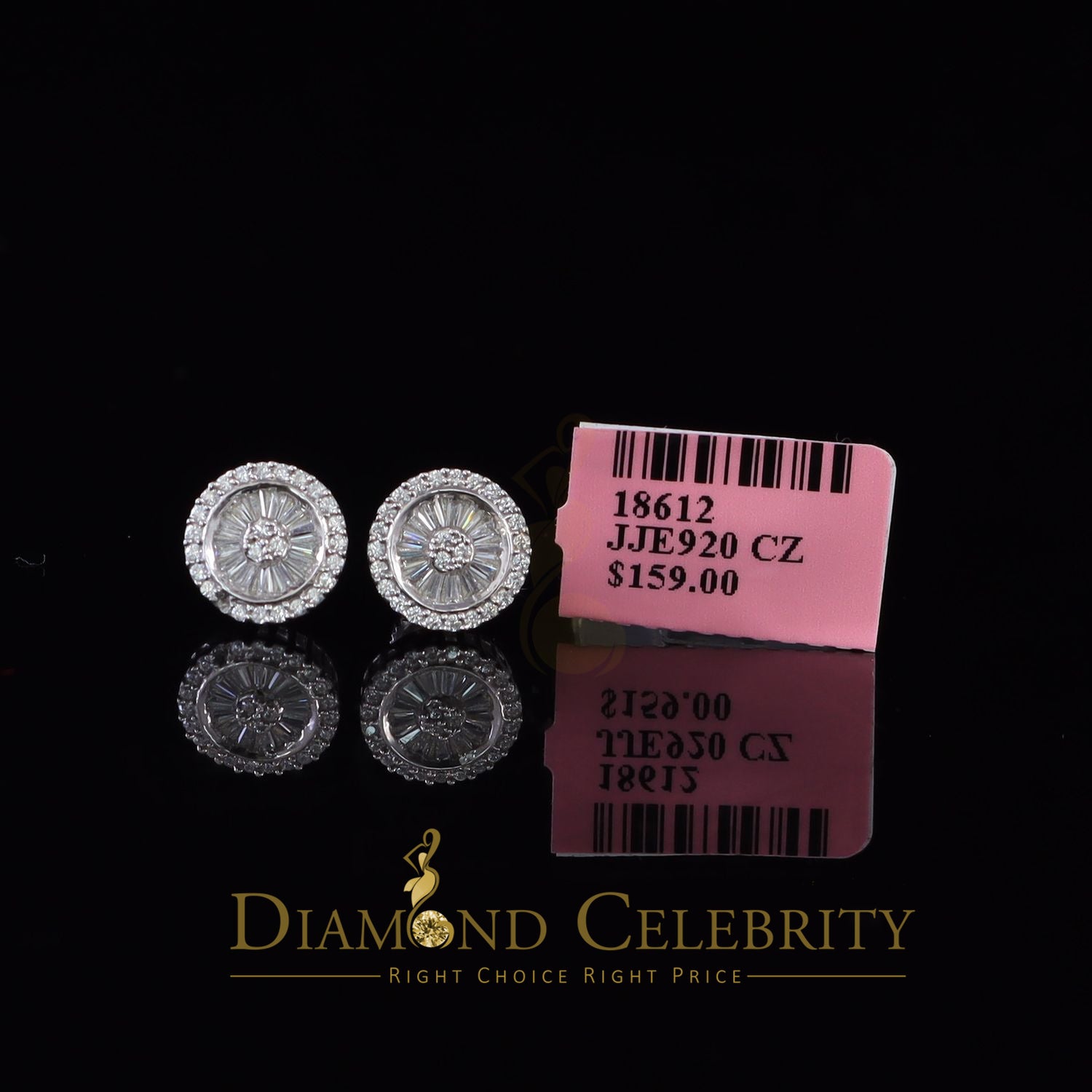 DiamondCelebritees  0.52ct Cubic Zirconia 925 White Sterling Silver Women's Hip Hop Round Earrings