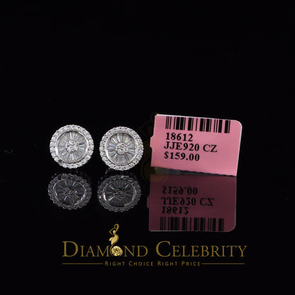 DiamondCelebritees  0.52ct Cubic Zirconia 925 White Sterling Silver Women's Hip Hop Round Earrings