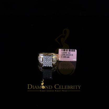 DiamondCelebritees 925 Sterling Yellow Silver Square 1.75 ct Cubic Zirconia Womens Ring Size 8
