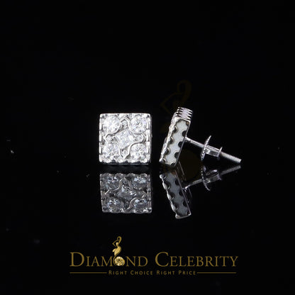 Diamondcelebritees White 925 Silver 1.00ct VVS 'D' Moissanite Square Stud Earring Men's/Womens