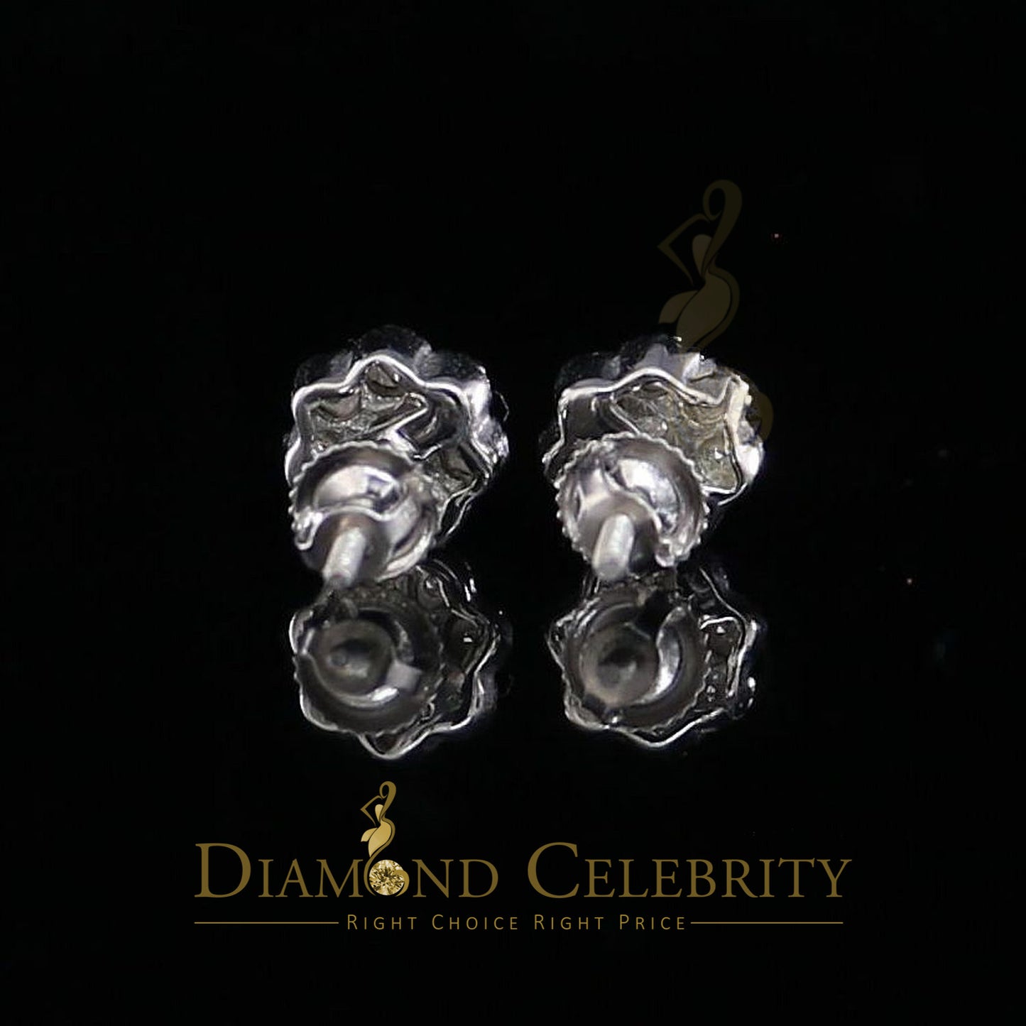 DiamondCelebritees 0.03ct Diamond 925 Sterling Silver White Floral Earrings For Men's & Women's