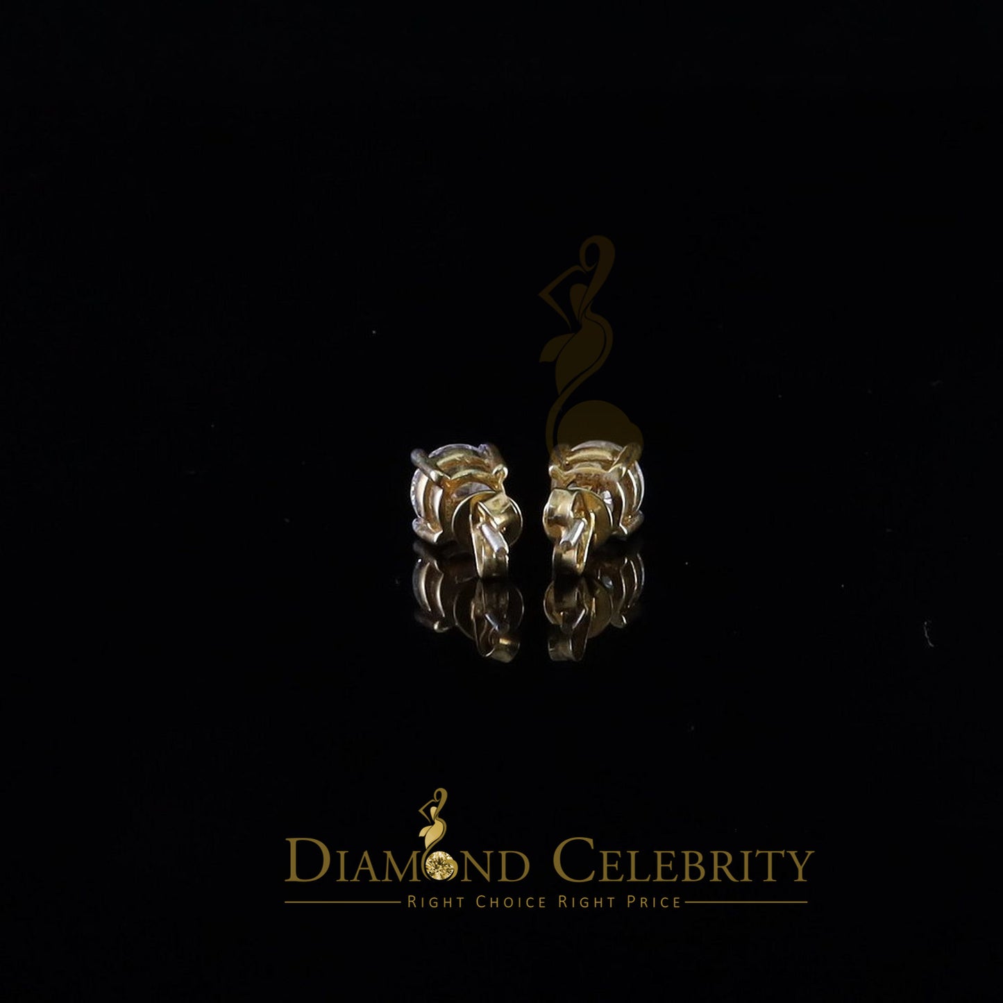 DiamondCelebritees 3.00ct VVS 'D' Moissanite Men's/Womens 925 Silver Yellow Round Stud Earrings