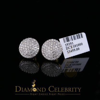 DiamondCelebritees 10K Real Yellow Gold Real Diamond 1.25CT Men's/Women's Stud Round Earring