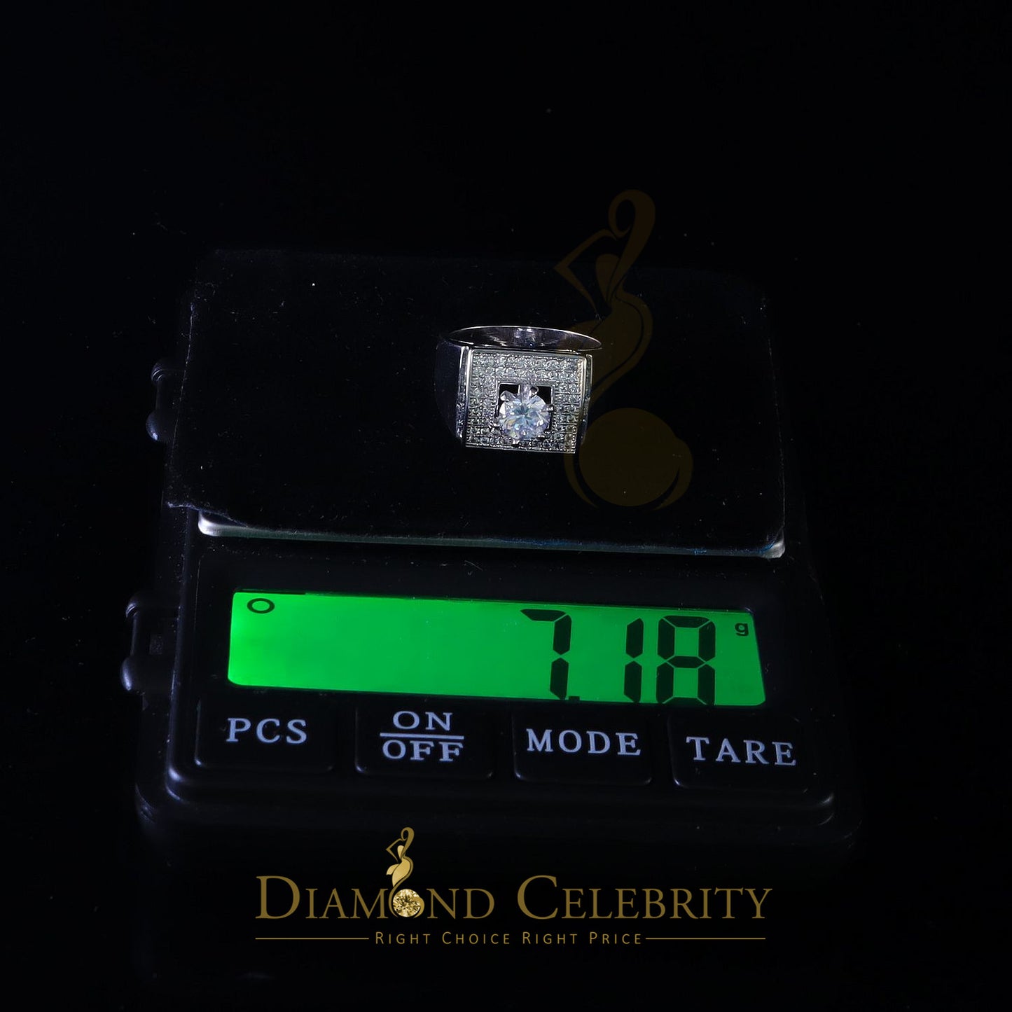 DiamondCelebritees Diamond Celebrity 6.0ct Cubic Zirconia White Silver Men's Square Ring Size 9
