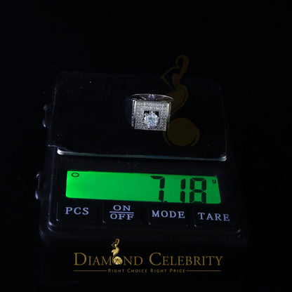 DiamondCelebritees Diamond Celebrity 6.0ct Cubic Zirconia White Silver Men's Square Ring Size 9