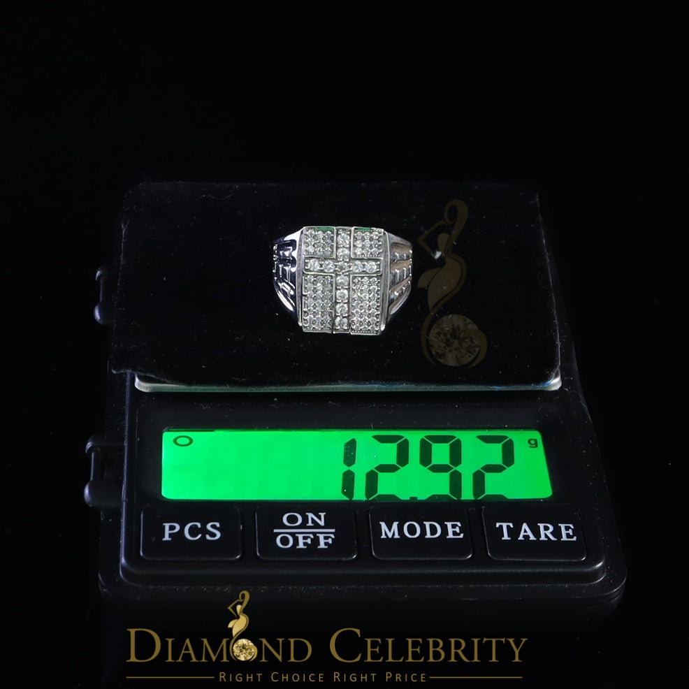 DiamondCelebritees 925 Silver White Cubic Zirconia 2.00ct Wide Square Men's Engagement Ring Size11