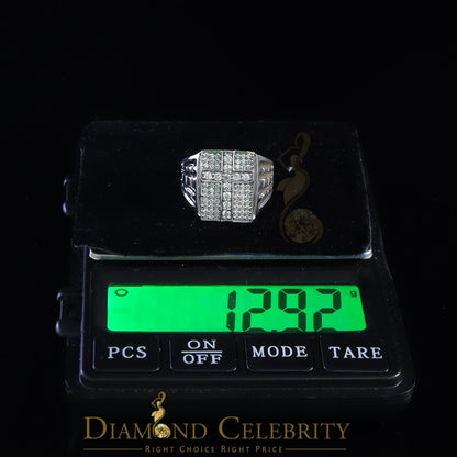 DiamondCelebritees 925 Silver White Cubic Zirconia 2.00ct Wide Square Men's Engagement Ring Size11