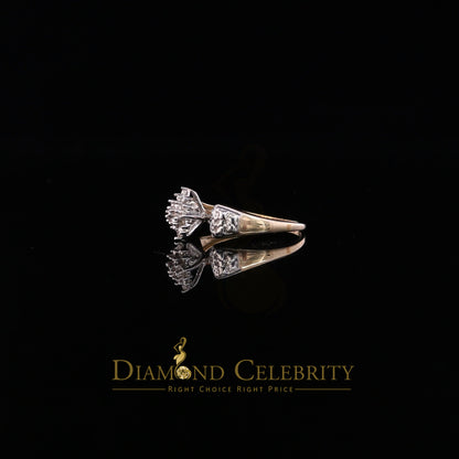 DiamondCelebritees  Real 10 kt Yellow Gold with 0.02 CT Real Diamond Flower style Ring Size 6.5