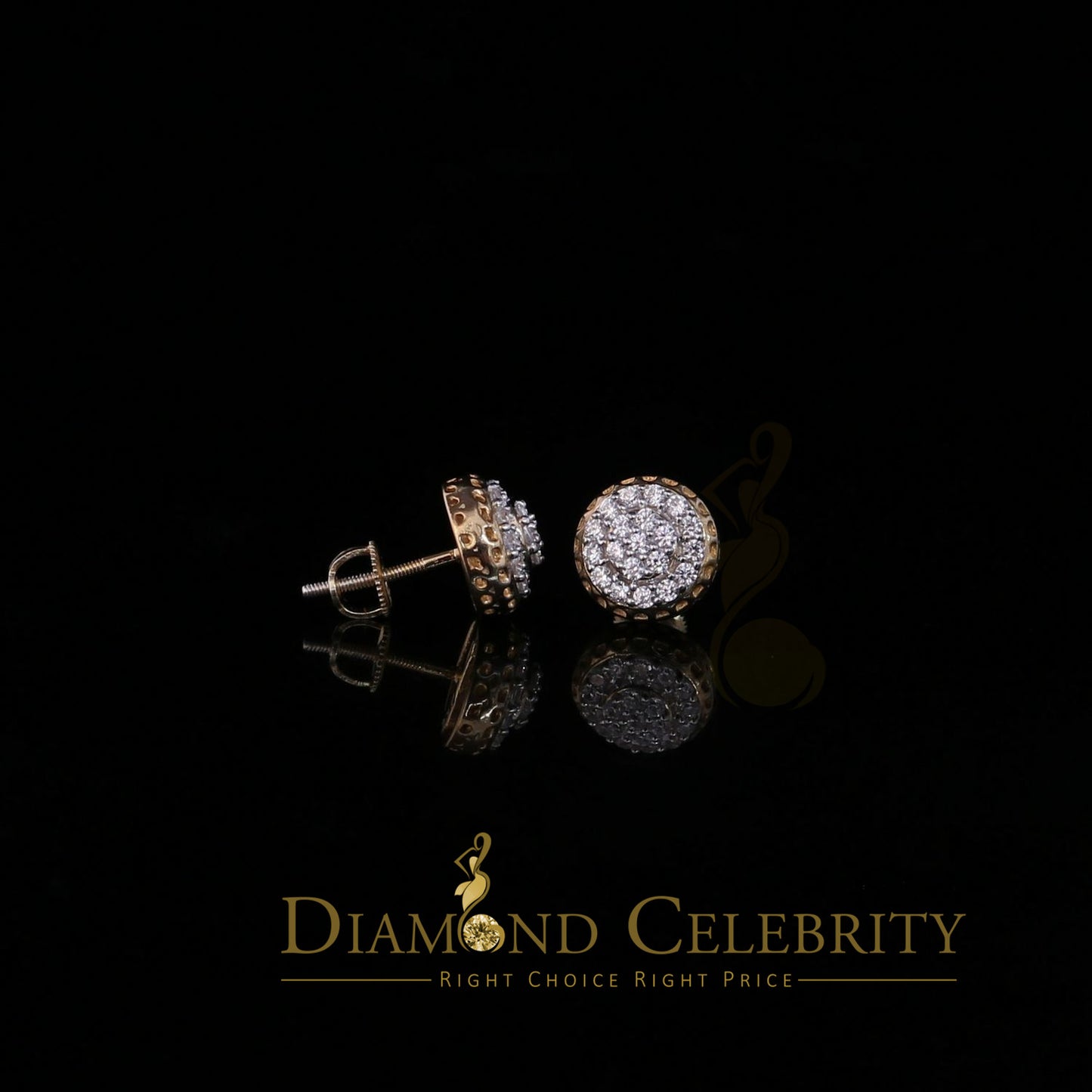 DiamondCelebritees  3.45ct Cubic Zirconia 925 Yellow Silver Women's & Men's Hip Hop Round Earrings