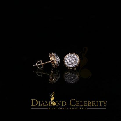 DiamondCelebritees  3.45ct Cubic Zirconia 925 Yellow Silver Women's & Men's Hip Hop Round Earrings