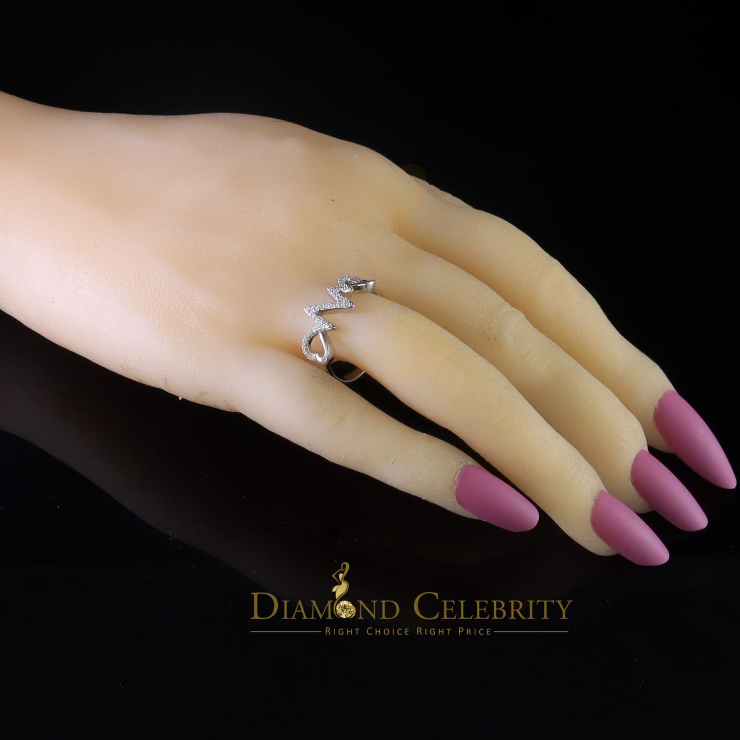 DiamondCelebritees Diamond Celebrity 0.50ct Cubic Zirconia White Silver Womens Hearts Ring Size 8