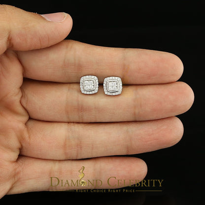 DiamondCelebritees  925 White Sterling Silver 0.85 ct Cubic Zirconia Women's Hip Hop Square Earrings
