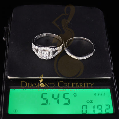 DiamondCelebritees 925 Sterling White Silver Square Cubic Zirconia 1.50ct Bridal Womens Ring Size 7