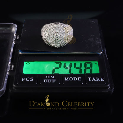 DiamondCelebritees 925 Silver White 6.00ct VVS 'D' Moissanite Stone Round Rings SZ 10 for Men's