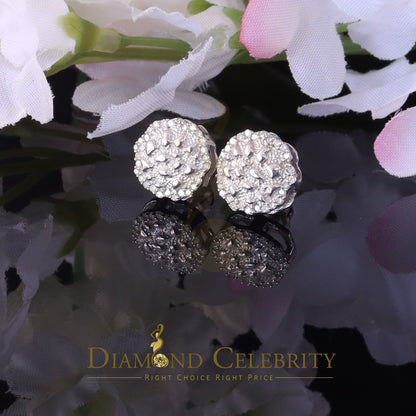 DiamondCelebritees 0.15ct Diamond 925 Sterling White Silver For Men's & Womens Stud Nugget Earrings