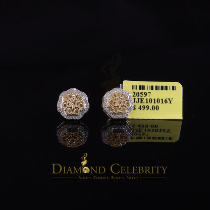 DiamondCelebritees 925 Sterling White Silver Flower Shape Miracle Plate 0.15ct Real Diamond Earring