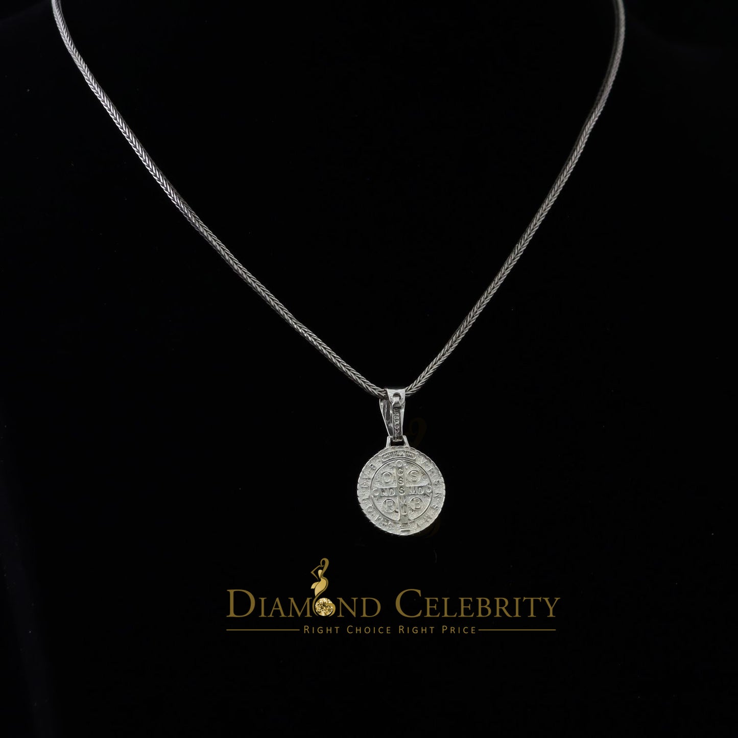 DiamondCelebritees Double Side Round Benedict Men's/Women's Pendant Religious 925 Sterling Silver