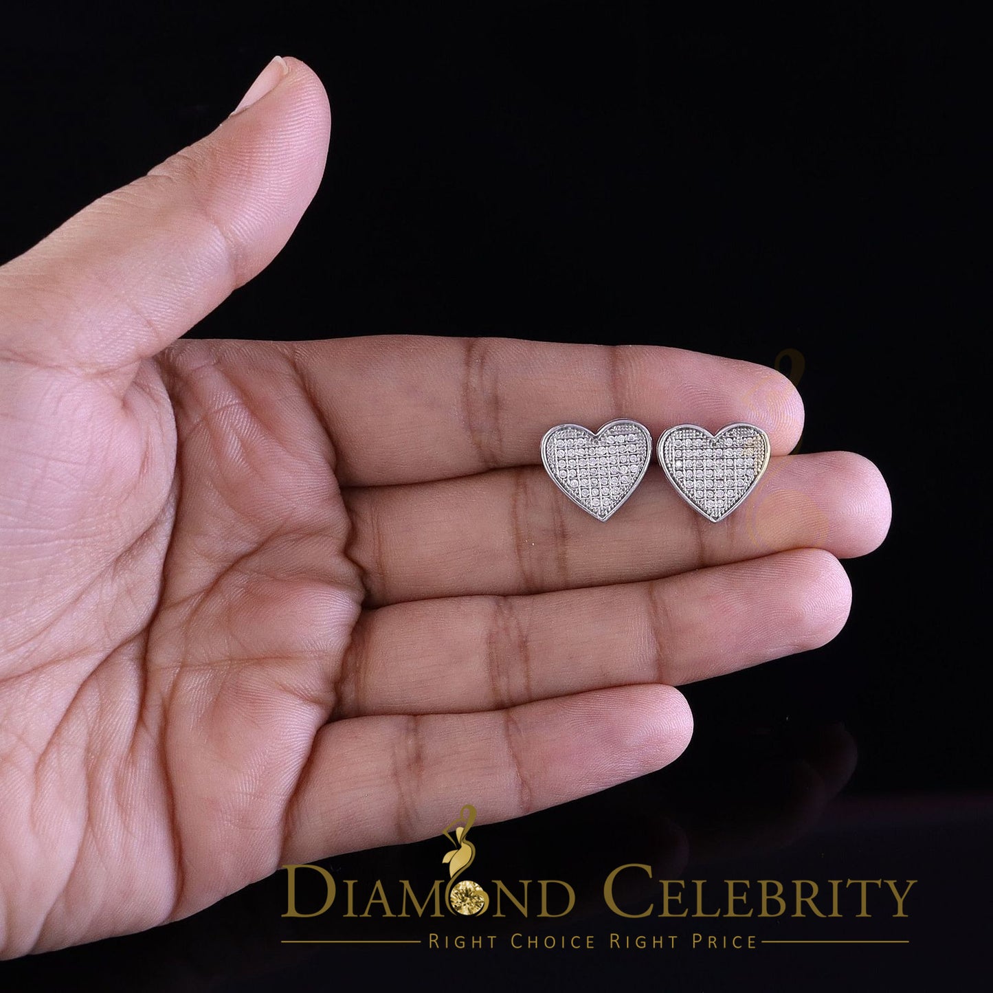 DiamondCelebritees  925 Sterling White Silver 0.71ct Cubic Zirconia Heart Women's Stud Earrings