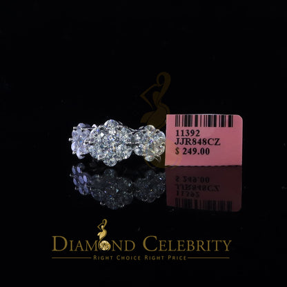 DiamondCelebritees 925 Sterling White Silver Floral-Shaped Cubic Zirconia 2.0ct Womens Ring Size 7