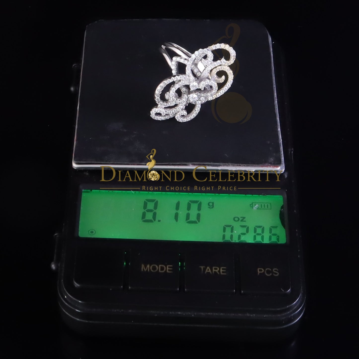 DiamondCelebritees 2.50 ct Cubic Zirconia 925 White Silver Cocktail Flower Womens Ring Size 8.5