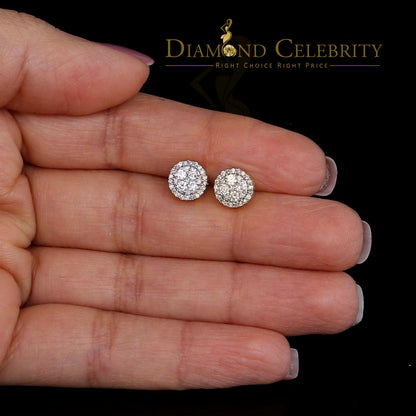 DiamondCelebritees Men's/Women's 10K Real Yellow Gold Real Diamond 0.50CT Stud Round Earring
