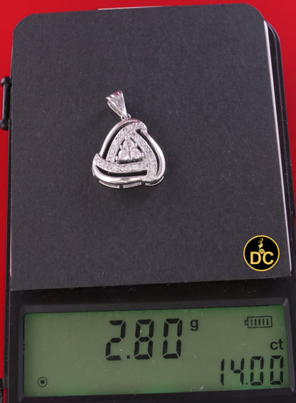 DiamondCelebritees 925 Sterling Silver White Double Triangle 1.00inch Pendant 1.65ct Cubic Zirconia