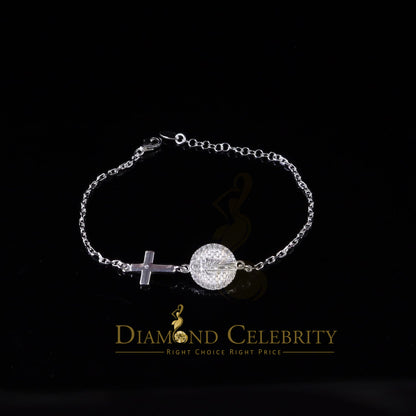 Diamondcelebritees CZ White Women's 925 Sterling Silver Virgin Merry and Cross Bracelet SZ 8