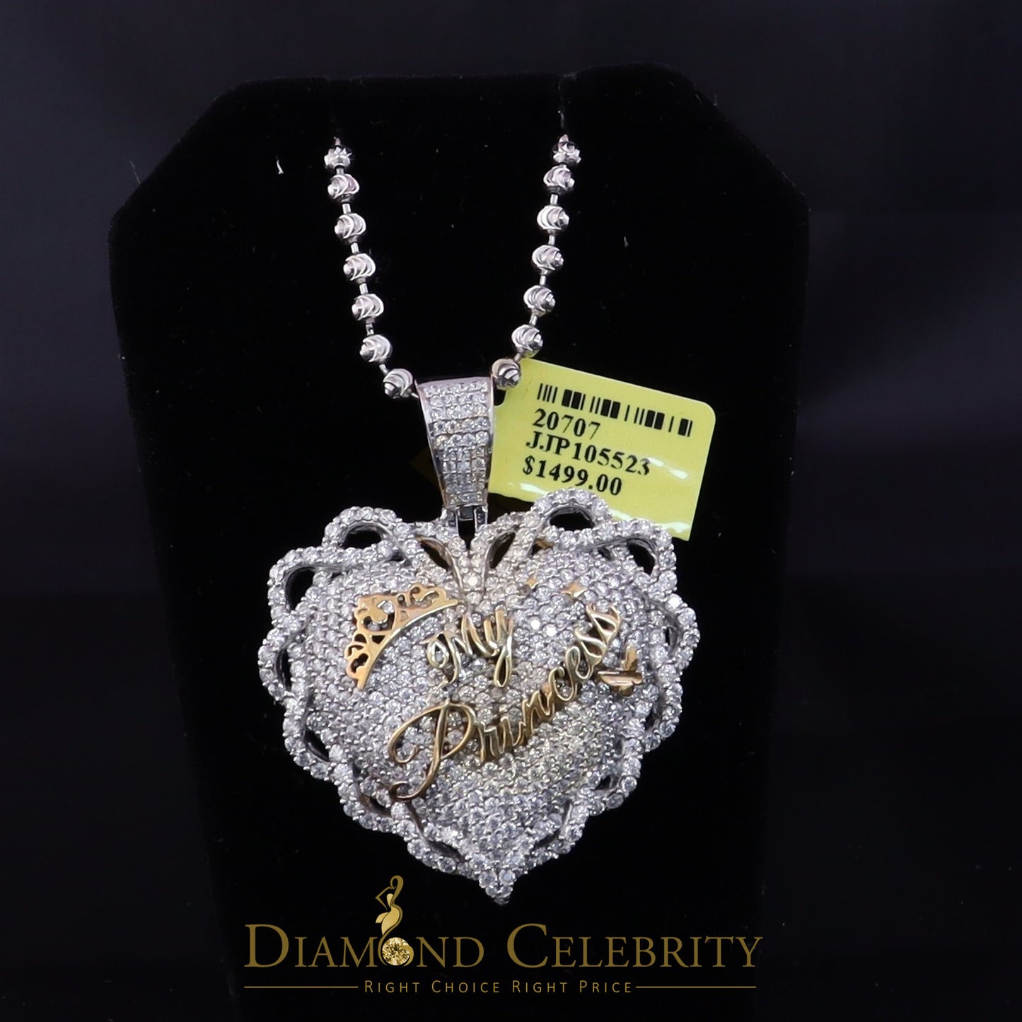 Diamondcelebritees  Celebrities 925 Silver White "MY PRINCESS" Heart Pendant 6.00ct Real Moissanite