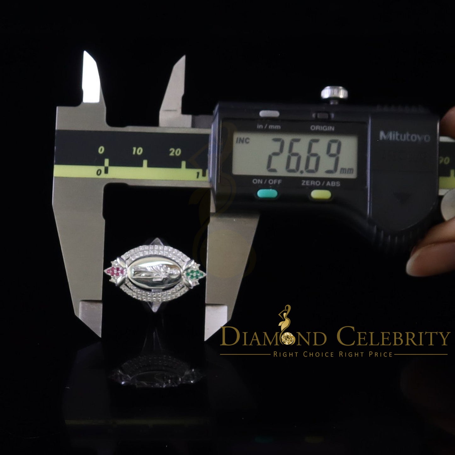DiamondCelebritees White CZ 925 Sterling Silver Catholic St Jude Fancy Women's Religious Ring SZ 7