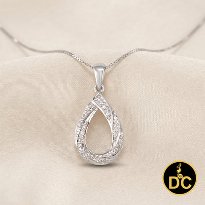 DiamondCelebritees 925 Sterling Silver Teardrop/Pear Shaped intertwined 0.37ct Cubic Zircon Pendant
