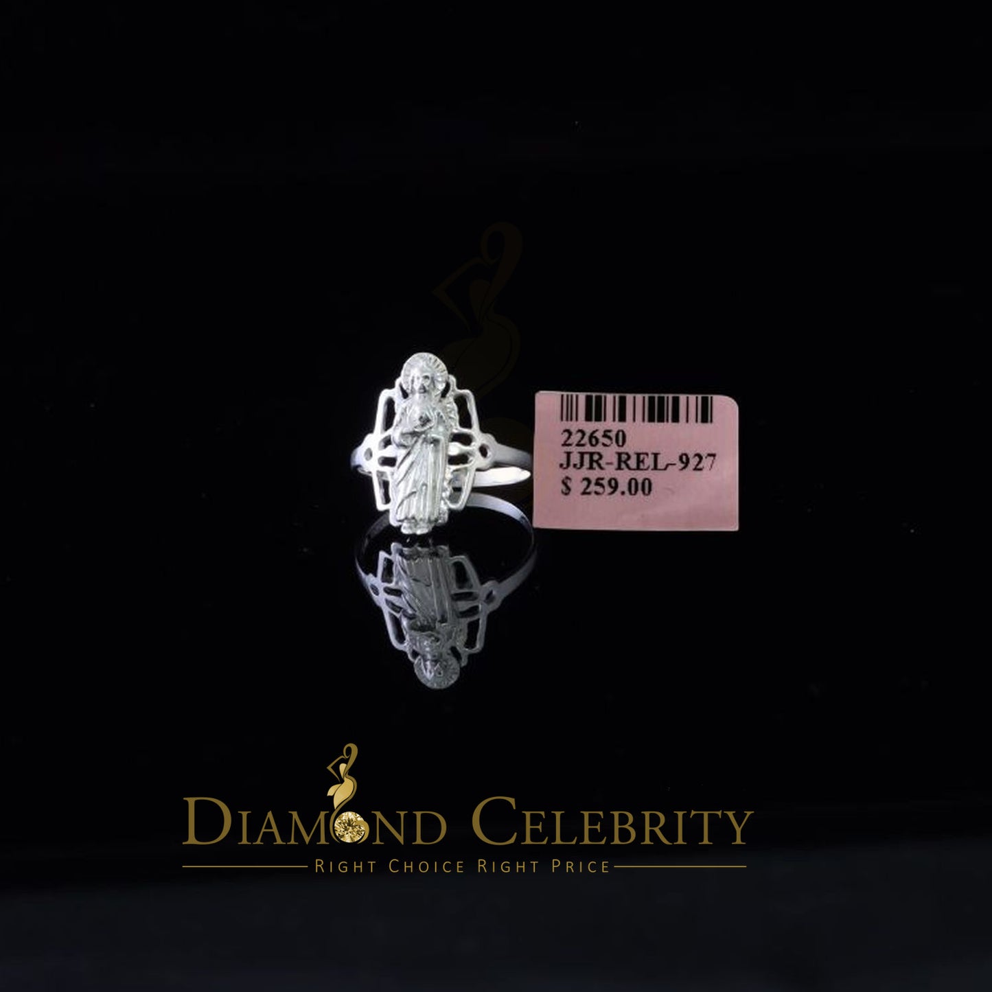 DiamondCelebritees Religious White 925 Sterling Silver St. Jude Women's Ring Size 9.5